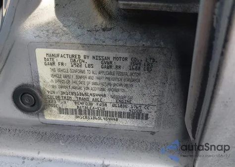 2005 Nissan Sentra 1.8S из США, поврежденный, VIN 3N1CB51D65L454448